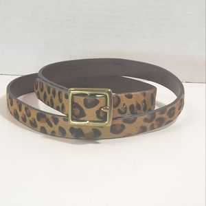 Leopard Print Skinny Leather Belt - Med
